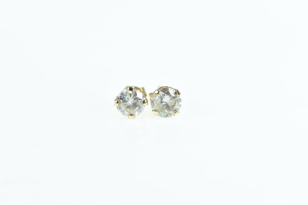 14K 1.47 Ctw Diamond Vintage Solitaire Stud Earrings Yellow Gold