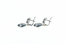 Load image into Gallery viewer, 10K 3.60 Ctw Diamond Sapphire Art Deco Plat Earrings White Gold