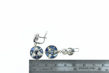 Load image into Gallery viewer, 10K 3.60 Ctw Diamond Sapphire Art Deco Plat Earrings White Gold