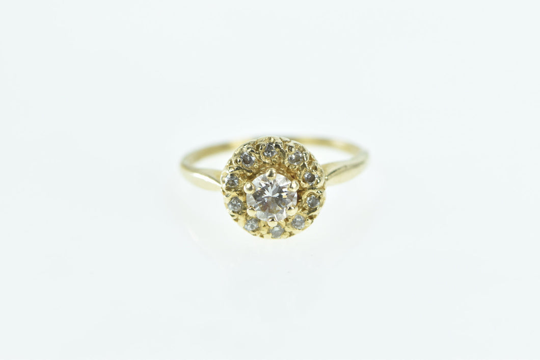 14K 0.61 Ctw Diamond Halo Engagement Ring Yellow Gold