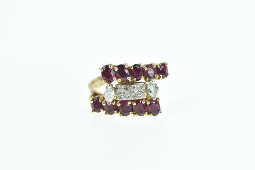 14K 2.60 Ctw Ruby Diamond Ornate Bypass Ring Yellow Gold