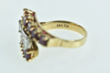 Load image into Gallery viewer, 14K 2.60 Ctw Ruby Diamond Ornate Bypass Ring Yellow Gold
