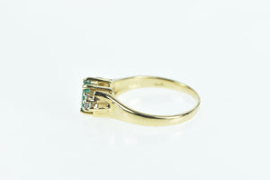 14K 0.63 Ctw Emerald Diamond Cluster Ring Yellow Gold