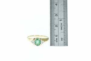 14K 0.63 Ctw Emerald Diamond Cluster Ring Yellow Gold