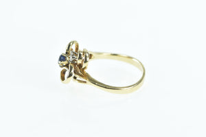 14K Sapphire Diamond Vintage Swirl Cluster Ring Yellow Gold