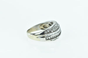 10K 1.00 Ctw Diamond Encrusted Wavy Band Ring White Gold