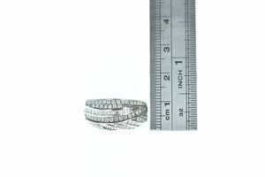 10K 1.00 Ctw Diamond Encrusted Wavy Band Ring White Gold