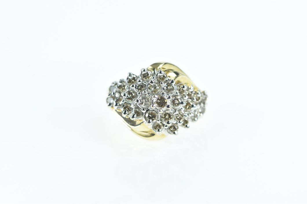 10K 1.33 Ctw Vintage Diamond Cluster Ring Yellow Gold