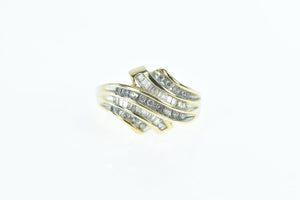 10K 0.45 Ctw Diamond Wavy Channel Band Ring Yellow Gold