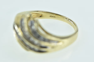 10K 0.45 Ctw Diamond Wavy Channel Band Ring Yellow Gold