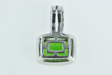 Load image into Gallery viewer, 14K Vintage Sim. Emerald Diamond Halo Pendant White Gold