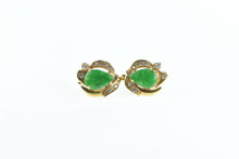 Load image into Gallery viewer, 18K Pear Jade Diamond French Clip Stud Earrings Yellow Gold