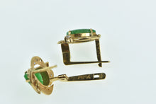 Load image into Gallery viewer, 18K Pear Jade Diamond French Clip Stud Earrings Yellow Gold