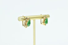 Load image into Gallery viewer, 18K Pear Jade Diamond French Clip Stud Earrings Yellow Gold