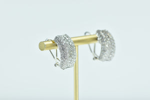 18K 3.00 Ctw F VS-SI Diamond Curvy Bar Earrings White Gold