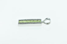 Load image into Gallery viewer, 18K Emerald Cut Peridot Diamond Bar Pendant White Gold