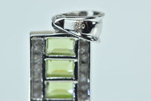 Load image into Gallery viewer, 18K Emerald Cut Peridot Diamond Bar Pendant White Gold