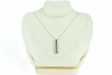 Load image into Gallery viewer, 18K Emerald Cut Peridot Diamond Bar Pendant White Gold