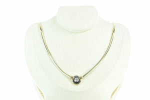 14K 0.42 Ct Diamond Round Bezel Cocoon Necklace 16.25" Yellow Gold