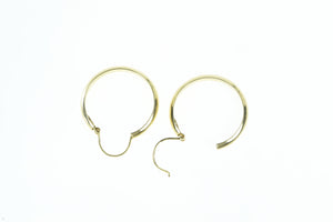 18K 24mm Vintage Round Classic Hoop Earrings Yellow Gold