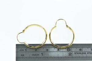 18K 24mm Vintage Round Classic Hoop Earrings Yellow Gold