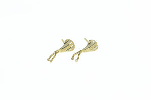 18K Grooved Vintage Dangle Fringe Chain Earrings Yellow Gold