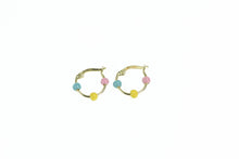 Load image into Gallery viewer, 18K Pastel Enamel 14mm Vintage Hoop Earrings Yellow Gold