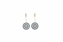 Load image into Gallery viewer, 18K Round Syn. Sapphire CZ Stud Enhancer Earring Jackets Yellow Gold