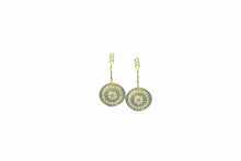 Load image into Gallery viewer, 18K Round Syn. Sapphire CZ Stud Enhancer Earring Jackets Yellow Gold