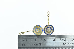 18K Round Syn. Sapphire CZ Stud Enhancer Earring Jackets Yellow Gold