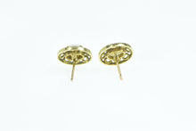 Load image into Gallery viewer, 14K Oval Natural Opal Filigree Vintage Stud Earrings Yellow Gold