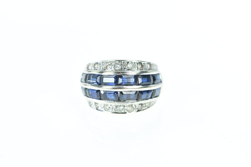 14K 4.00 Ctw Sapphire Diamond Band Ring White Gold