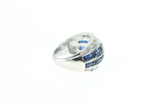 Load image into Gallery viewer, 14K 4.00 Ctw Sapphire Diamond Band Ring White Gold