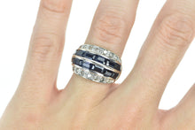 Load image into Gallery viewer, 14K 4.00 Ctw Sapphire Diamond Band Ring White Gold