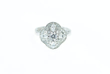 Load image into Gallery viewer, 14K Clover Cluster Travel Engagement CZ Ring White Gold