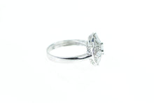 Load image into Gallery viewer, 14K Clover Cluster Travel Engagement CZ Ring White Gold