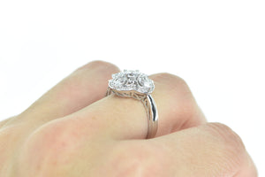 14K Clover Cluster Travel Engagement CZ Ring White Gold