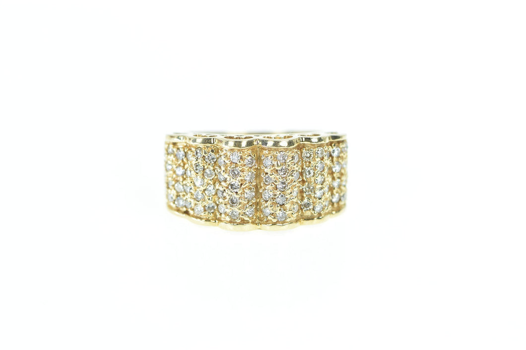 14K 1.50 Ctw Diamond Scalloped Band Ring Yellow Gold