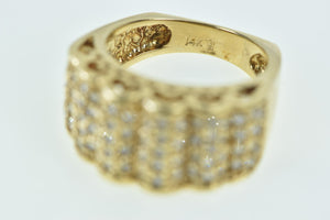 14K 1.50 Ctw Diamond Scalloped Band Ring Yellow Gold