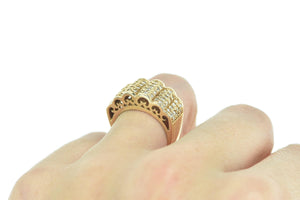 14K 1.50 Ctw Diamond Scalloped Band Ring Yellow Gold