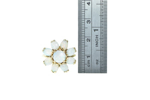 14K 1950's Opal Flower Vintage Round Cluster Ring Yellow Gold