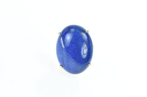 14K Oval Lapis Lazuli Vintage Cabochon Ring Yellow Gold
