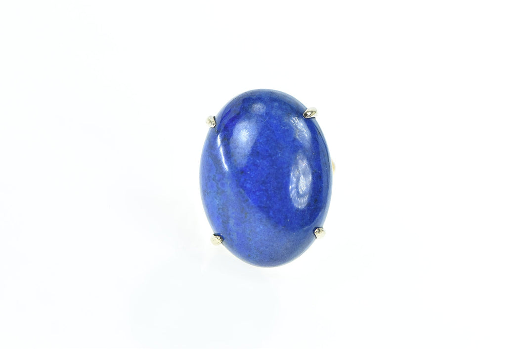 14K Oval Lapis Lazuli Vintage Cabochon Ring Yellow Gold