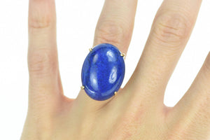 14K Oval Lapis Lazuli Vintage Cabochon Ring Yellow Gold
