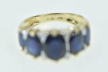Load image into Gallery viewer, 14K Five Sapphire Diamond Engagement Ring Yellow Gold