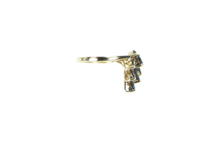 14K Marquise Sapphire Diamond Cluster Ring Yellow Gold