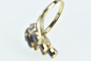 14K Marquise Sapphire Diamond Cluster Ring Yellow Gold