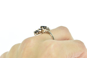 14K Marquise Sapphire Diamond Cluster Ring Yellow Gold