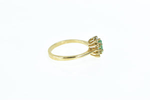 14K Marquise Emerald Diamond Engagement Ring Yellow Gold