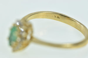 14K Marquise Emerald Diamond Engagement Ring Yellow Gold